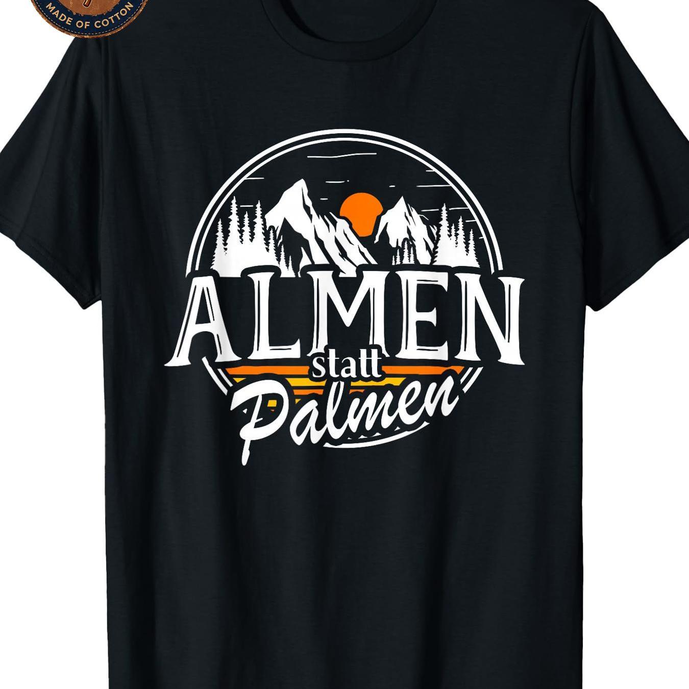 Image of Men's T-shirt Of Palm Trees Mountains Skiing Mountaineering Alm Hiking Graphic Print T Shirt Unisex Casual Breathable Soft Outdoor Summer Everyday Wear Single Fit Washable Daily Wearing School