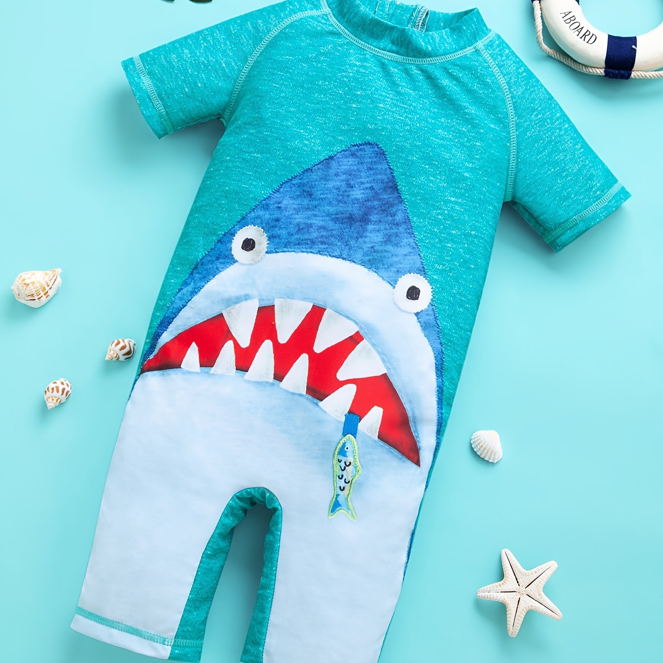 Toddler s Cartoon Funny Shark Pattern Swimsuit Temu