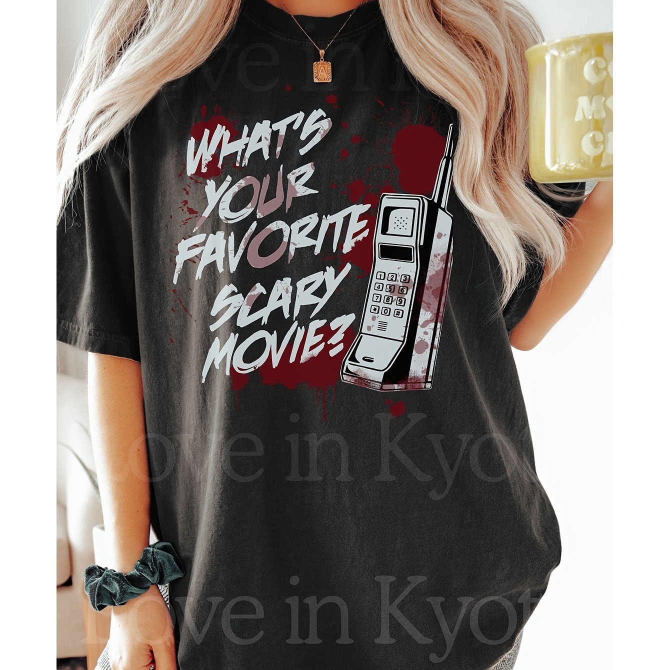 Image of 2026 New Release Scaryie Shirt - Spooky & Iconic Characters Print, Round Neck Casual Costume Party Outfit, Machine Washable