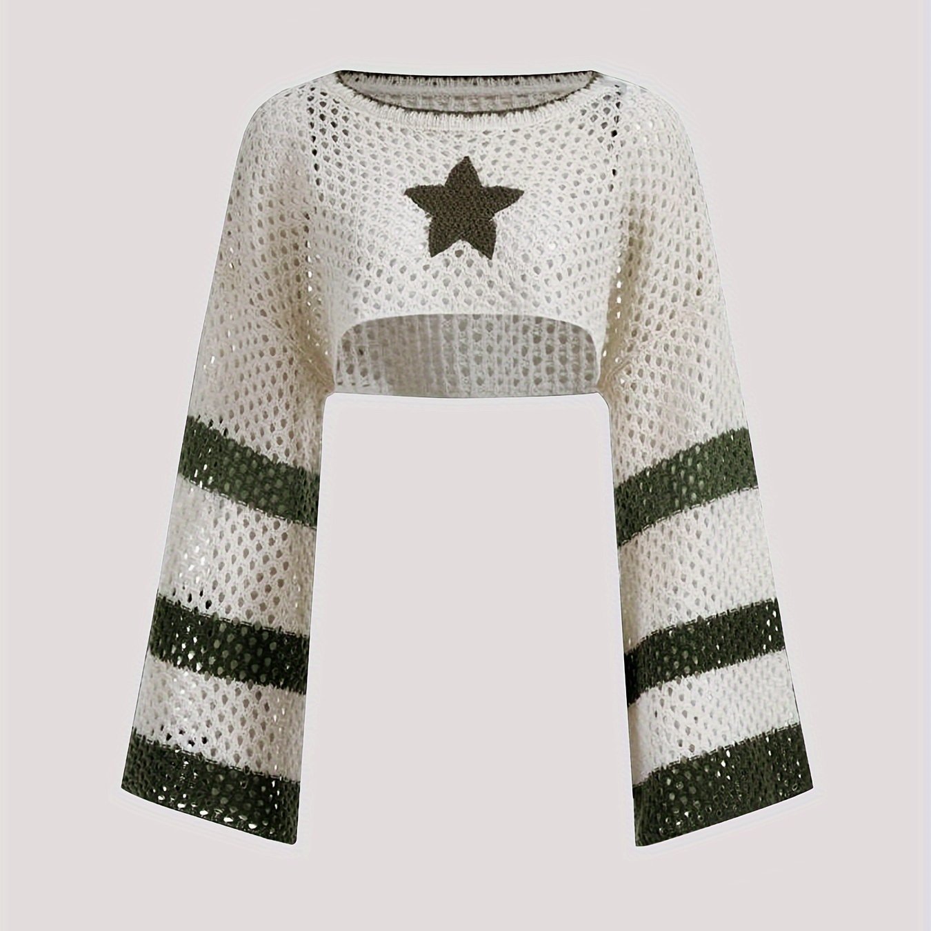 Women's Sweater, Round Neck, Long Sleeve, Pullover, Cropped Style, For Spring And Autumn