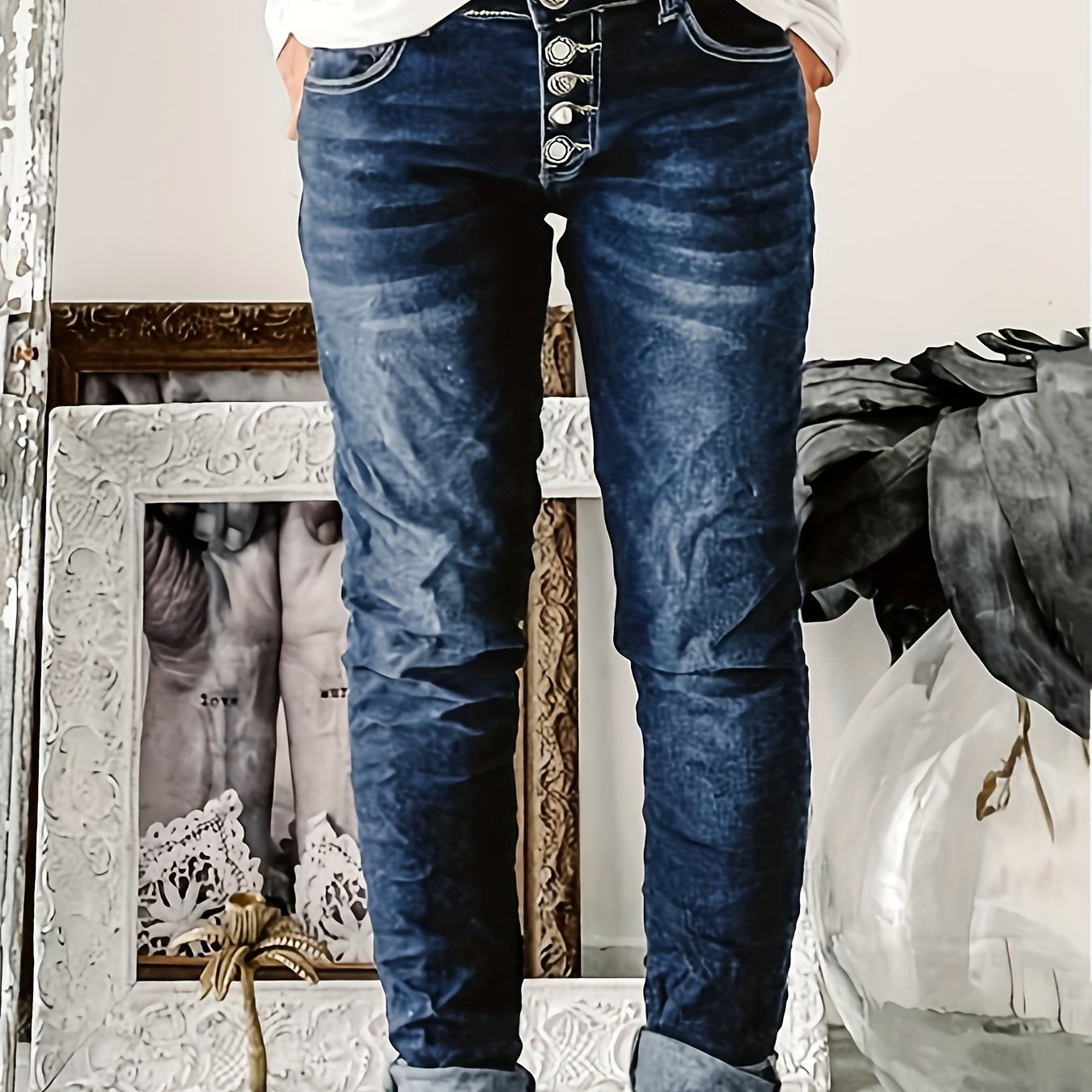 Women's Stretch Button-fly Jeans