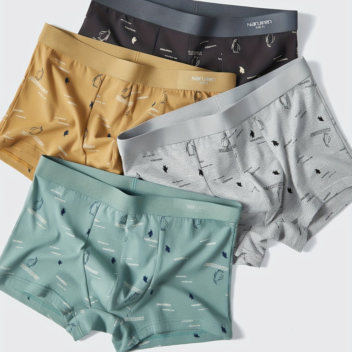 4pcs Mixed Color Printed Cotton Comfortable And Breathable Men's And Teen Boys' Plus Size Boxer Briefs