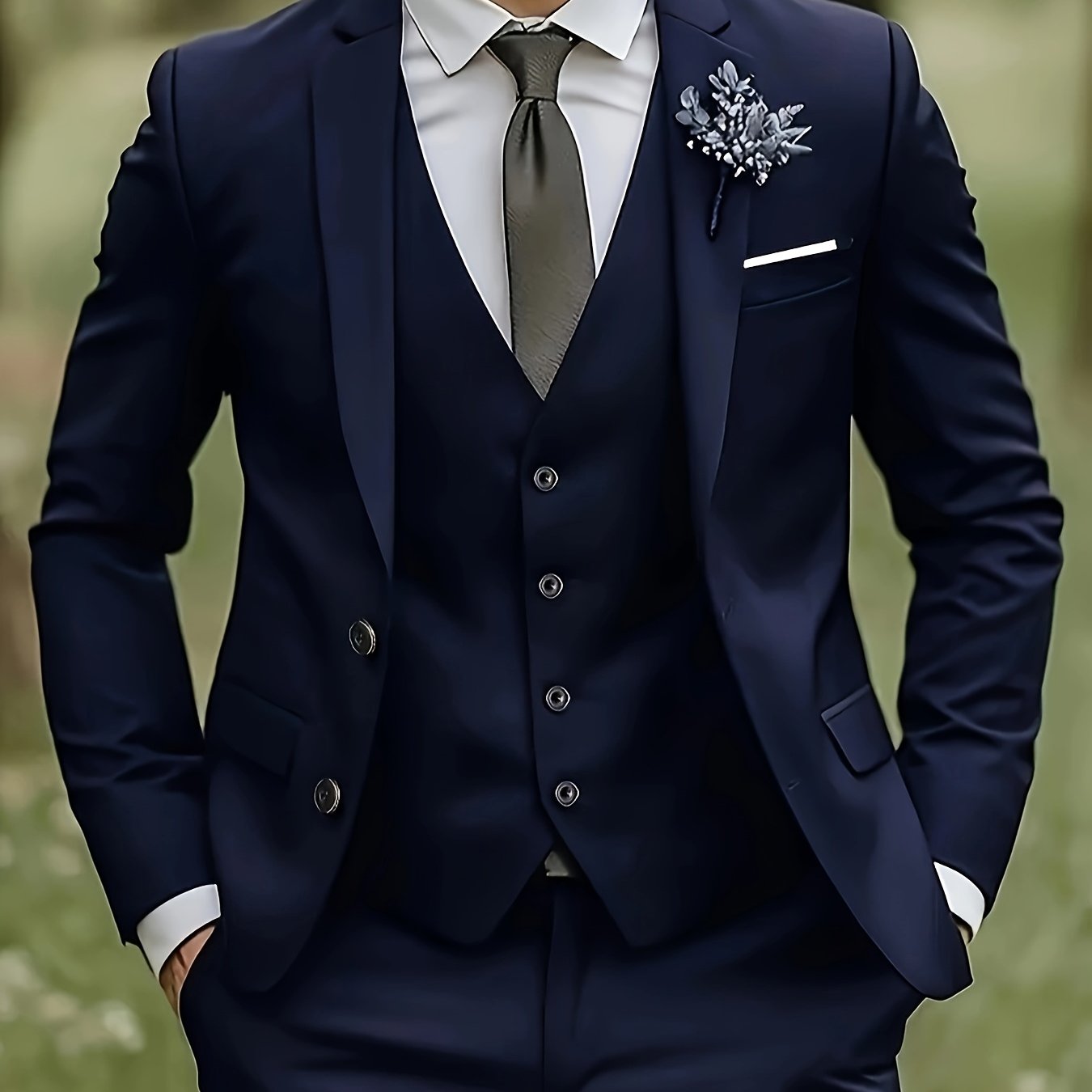TEMU -piece Suit For Men, Consisting Of A Lapel Blazer, Formal Trousers, And A Vest, Suitable For Weddings And Important Events