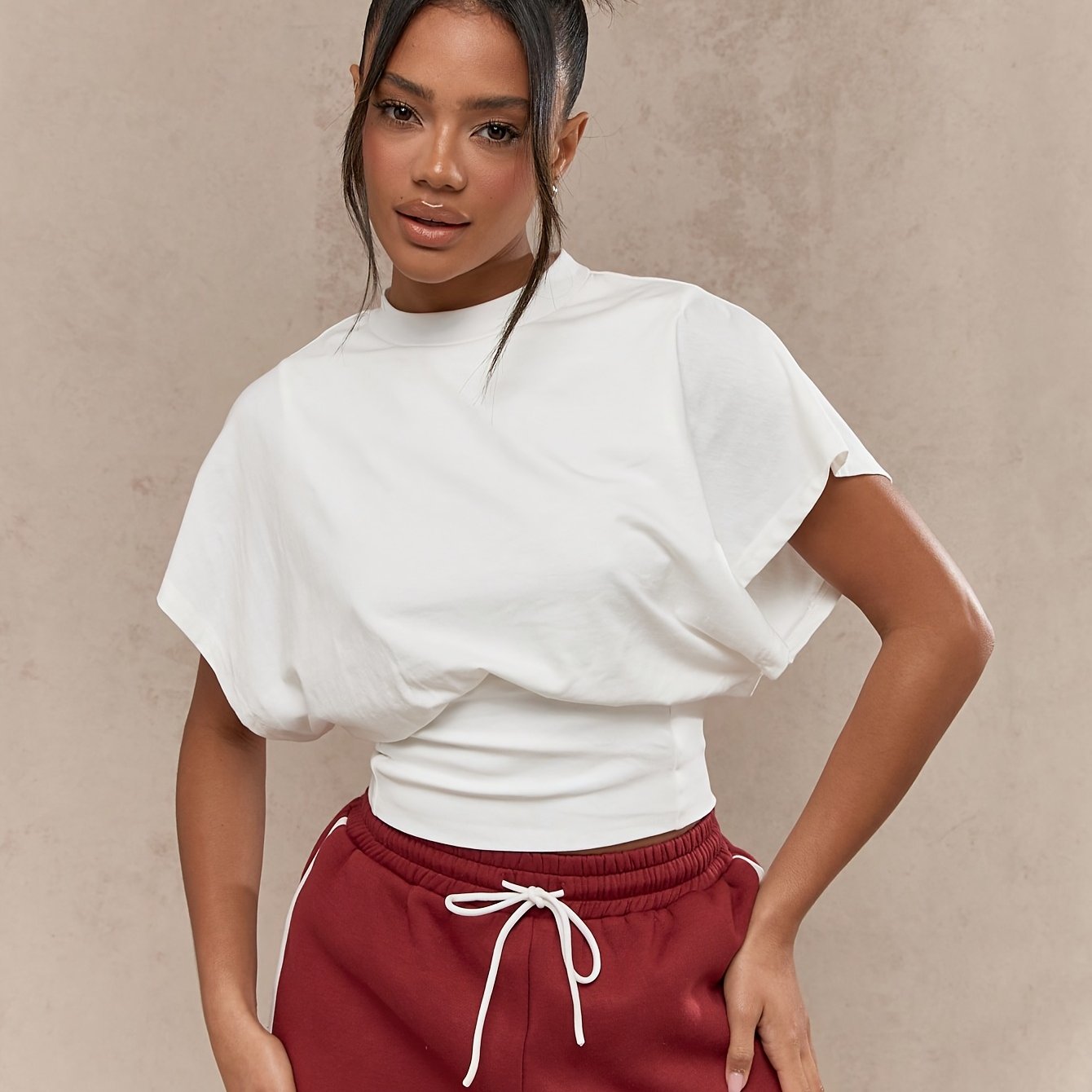 TEMU Women's Casual Round Neck Short Sleeve T-shirt - Semi-sheer Lightweight Breathable Fabric, Machine Washable, Spring Summer Fall Essential, Solid