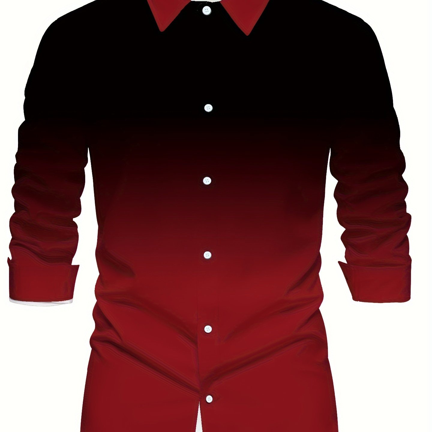 TEMU Men's Casual Gradient Long Sleeve Button-up Shirt - & Trendy, Polyester Blend, Spring/fall