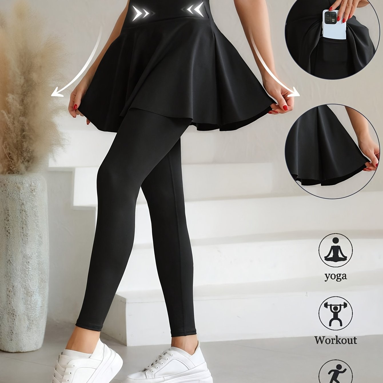 Plus Size, New Plus-size Women's Clothing, -lifting And Tummy-control Pants, Women's Skort Leggings With Pockets - Suitable For Daily Wear,,,, Outdoor S, And Other.