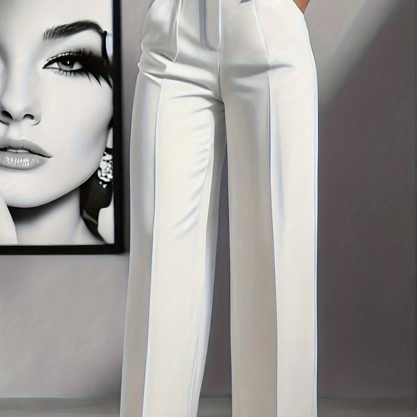 TEMU Autumn/winter Women's High-waisted Loose-fit Trousers, Suitable For Work And Casual Occasions