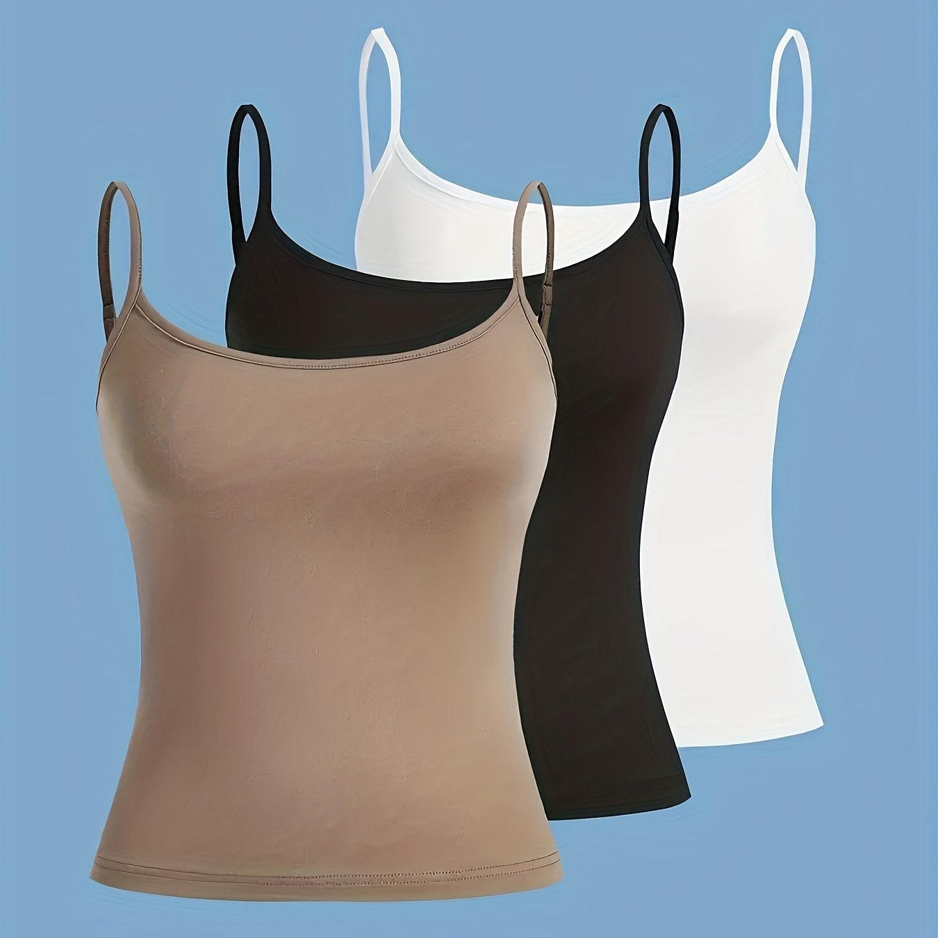 TEMU Adjustable Camisole Tank Top Casual Athletic Outerwear 3pcs Set