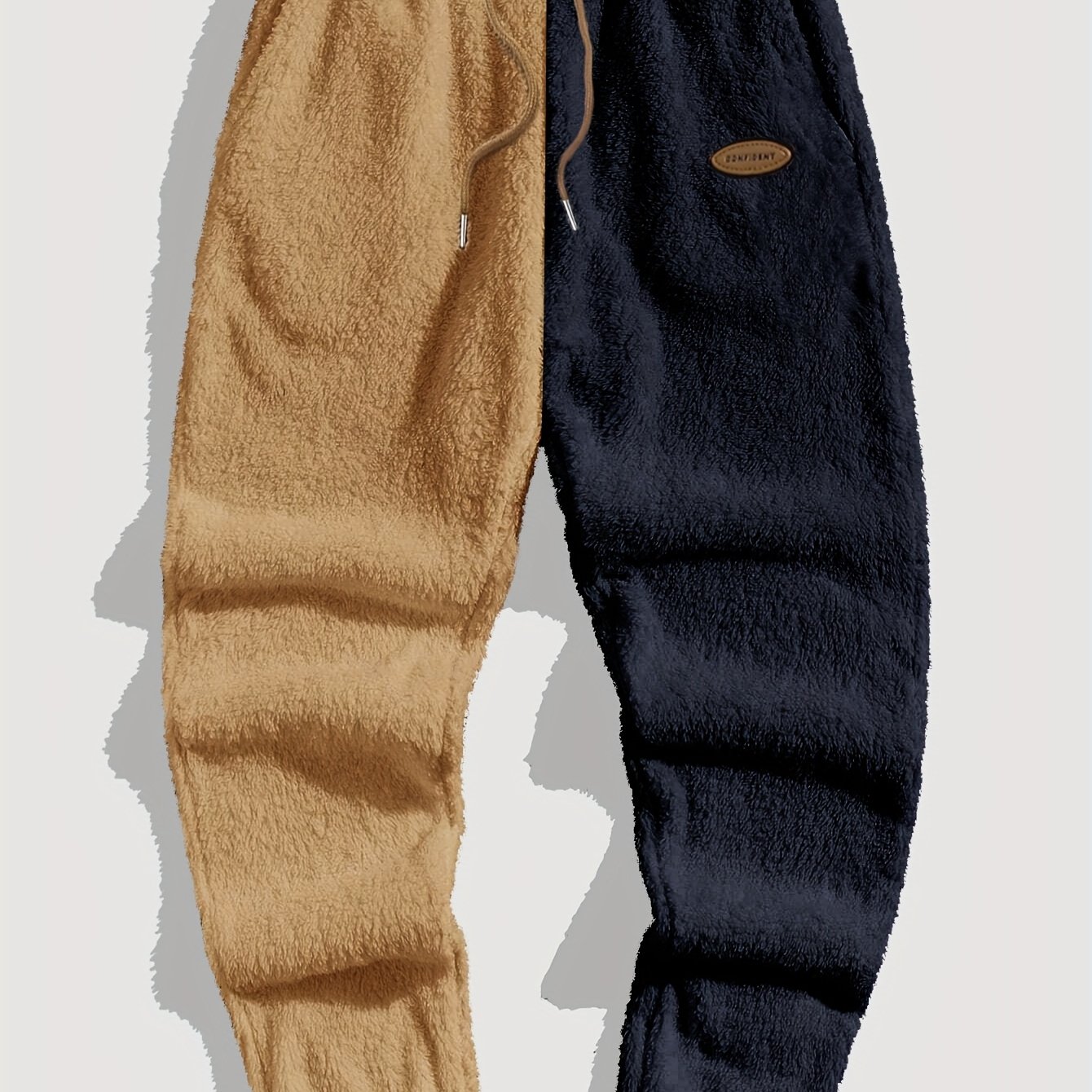TEMU メンズ プラッシュ 冬用 保温パンツ - カラー 伸縮性カフ トラップレッグ (レギュラー丈) ウエスト、洗濯機対応 天候対策、カジュアル＆ラウンジウェア - 自宅、オフィス、アウトドアに最適