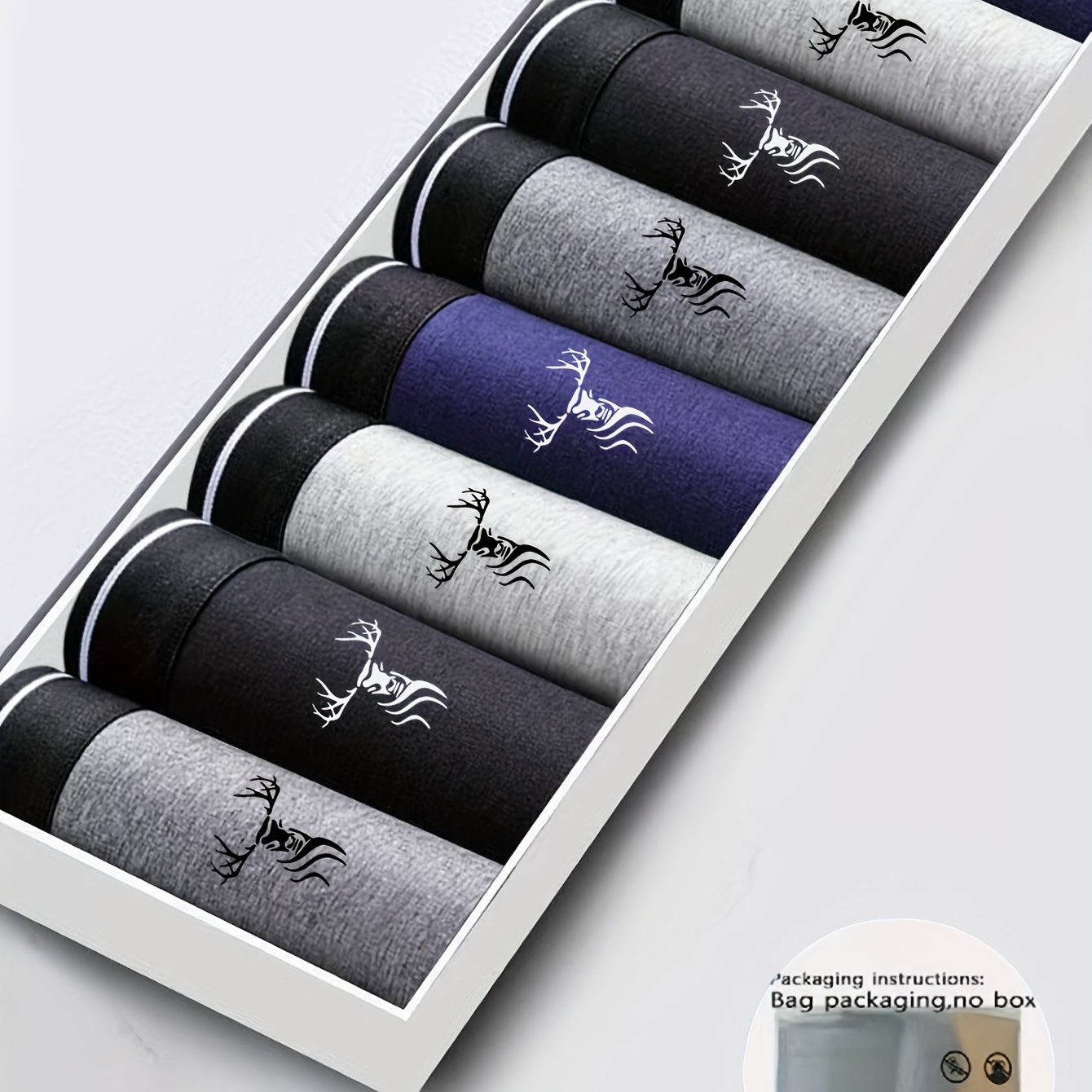 8-pack Deer Head Print Men's Comfortable Boxer Briefs