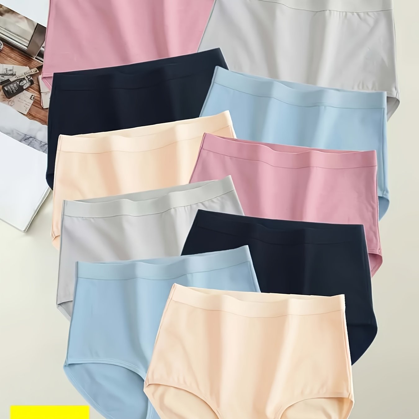 TEMU Women's High-waisted Underwear - Tummy Lifting Briefs, Solid Panties (non-) For Shaping & Casual Attire, Elegant Comfortable Lingerie 8pcs Pack,