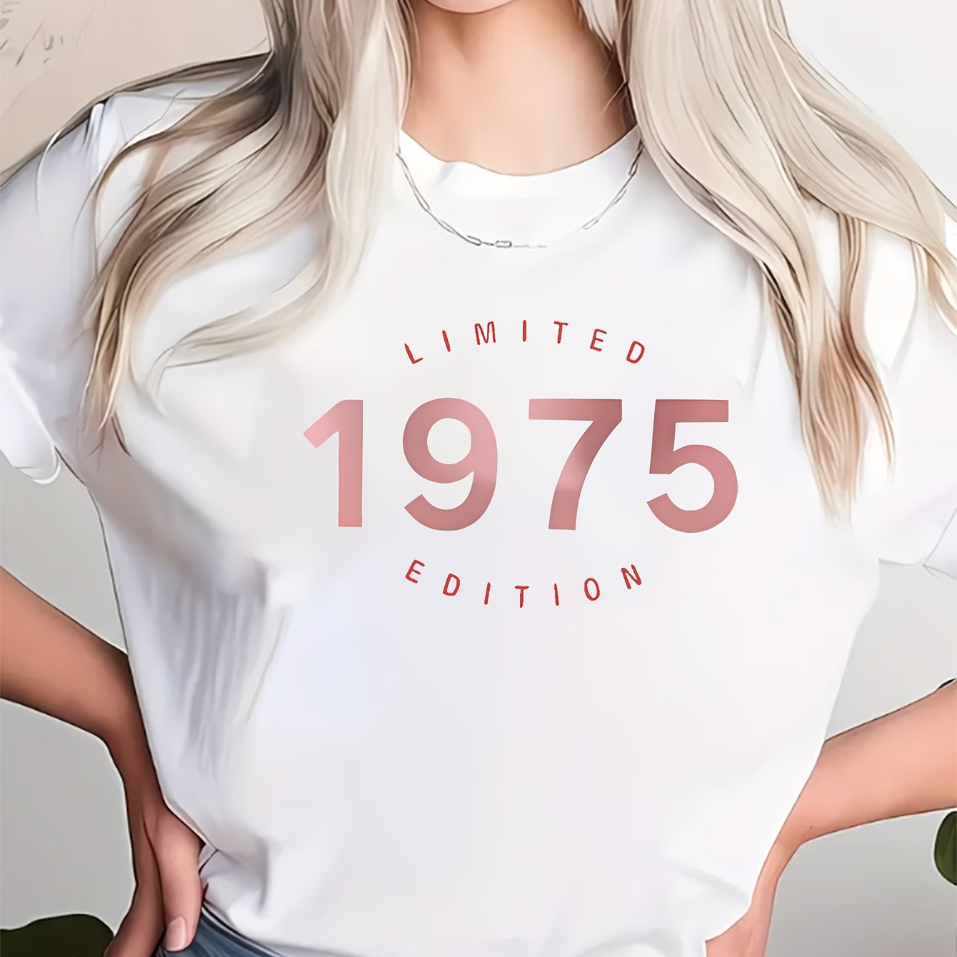 TEMU T-shirt pour un cadeau d'anniversaire de 50 ans, 1975, un t-shirt d'anniversaire et elle, t-shirt pour femme pour un cadeau d'anniversaire de 50