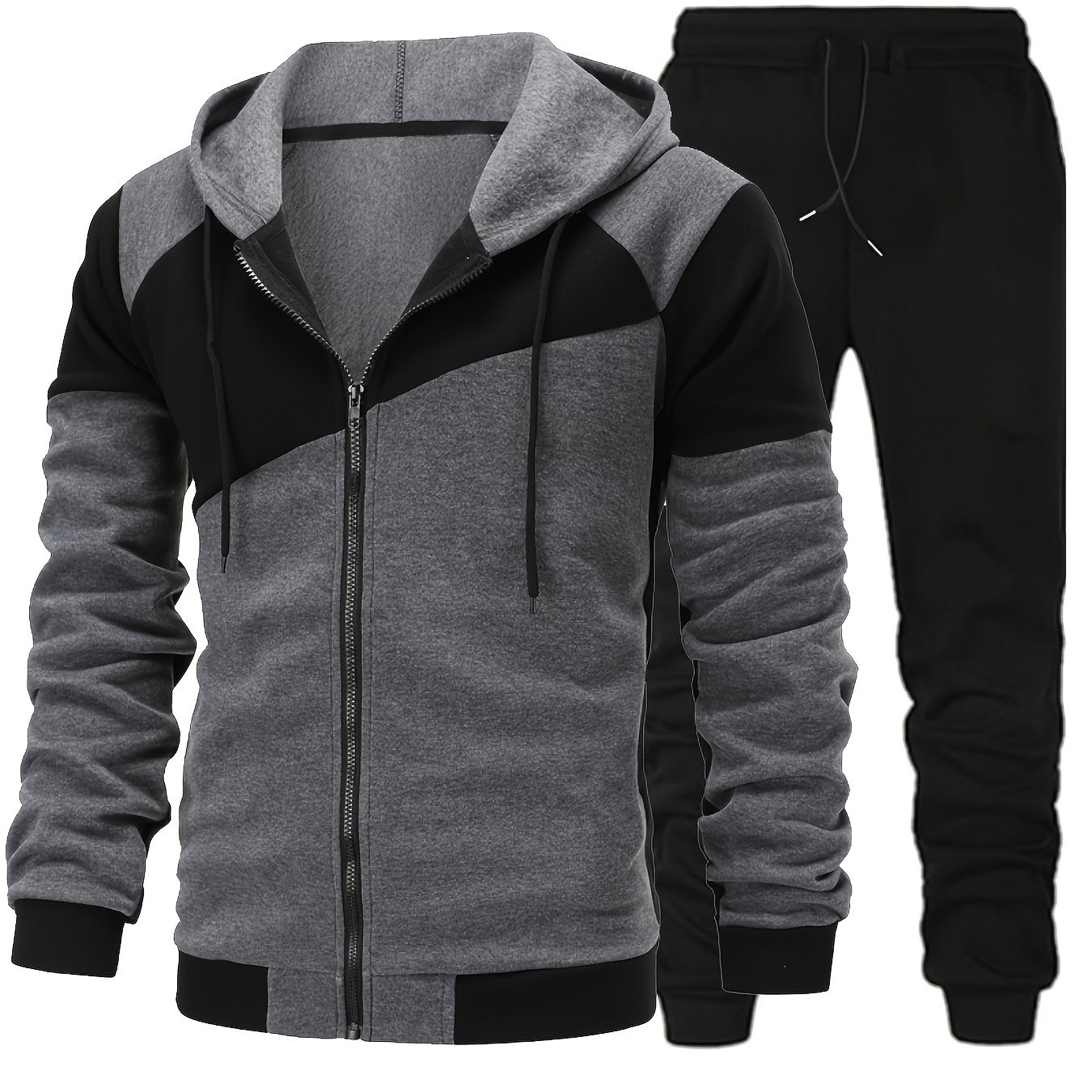 TEMU Ensemble Sweat à Capuche Zippé Homme Automne/Hiver – Tenue Décontractée Sportswear pour Homme