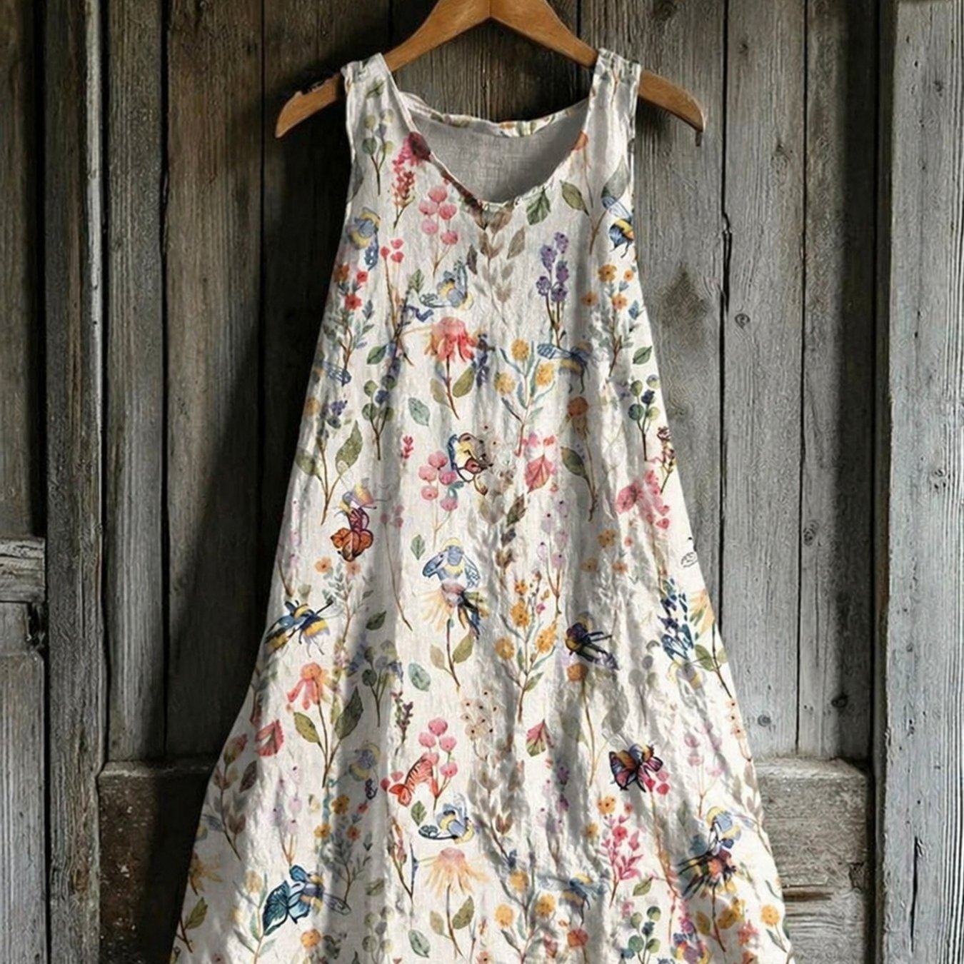 Plus Size, Women's Plus Size Sleeveless Midi Dress, Colorful, & Floral Print, Ultra-comfortable Fabric