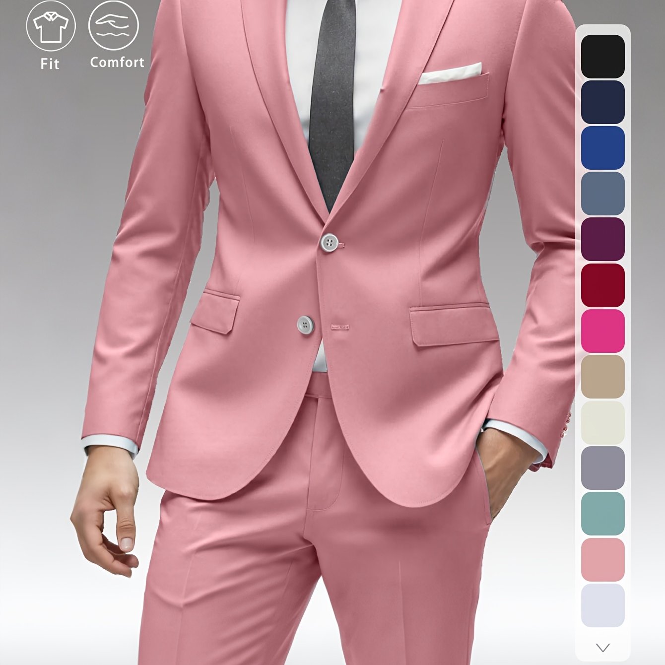 3pcs Men&#39;s Suit Set with Outerwear Pants Vest, Solid Color Business Suit Slim Fit Jacket Formal Suit Suitable for All Seasons Suitable for Parties Weddings Formal Parties Dances Holiday Gifts