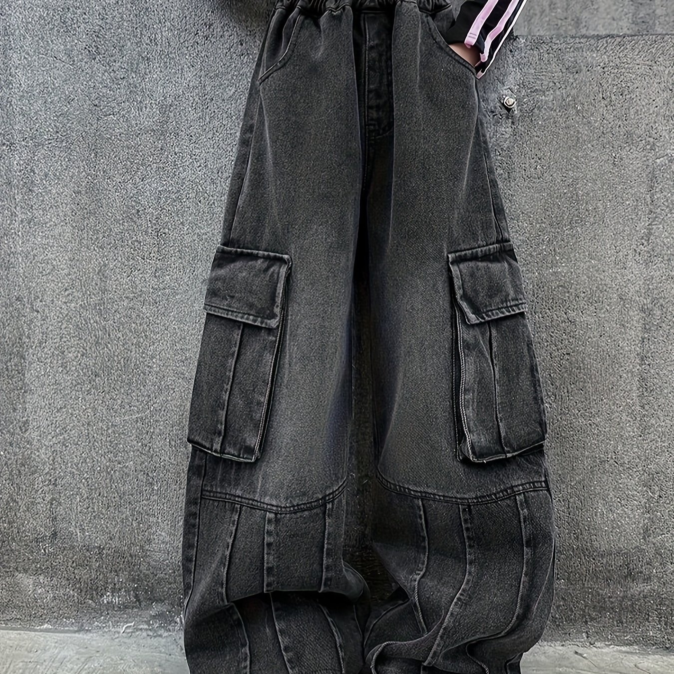 Image of Girls' Jeans 2024 Spring/autumn Fashion Versatile Loose Wide Leg Straight Pants 1pc, For Outdoor