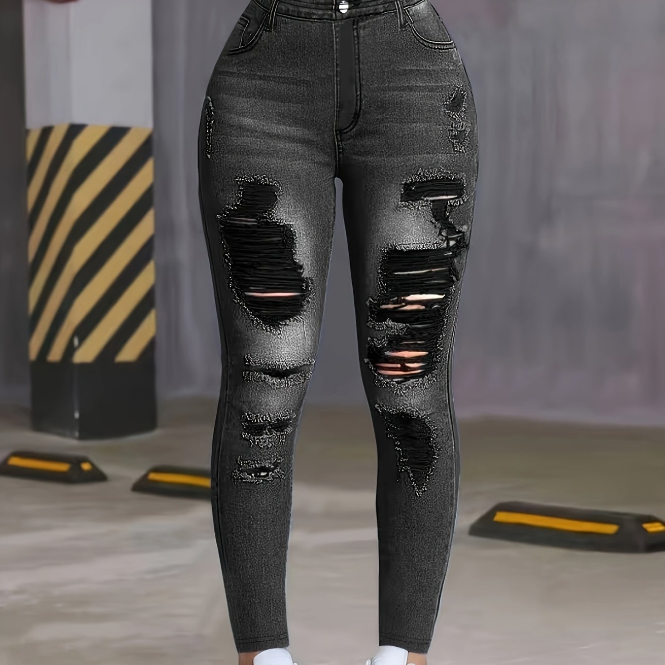 TEMU [printed Leggings - Not Denim Fabric]printed Leggings - Not Denim Fabric, Women's Skinny Jeans Print Fashion Tights