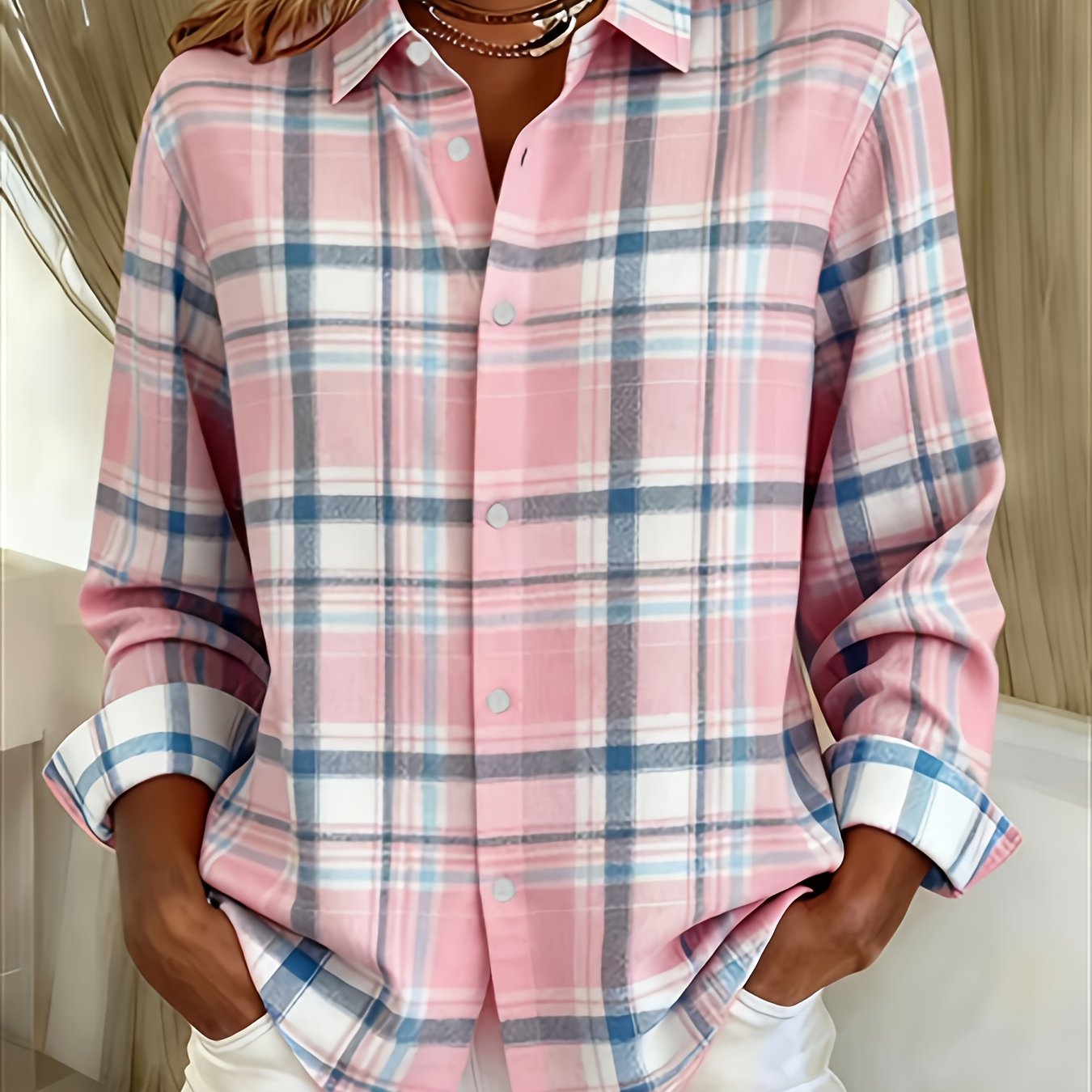 TEMU [printed Design, Not Textured] Fashionable Long Sleeve Lapel Casual Printed Shirt