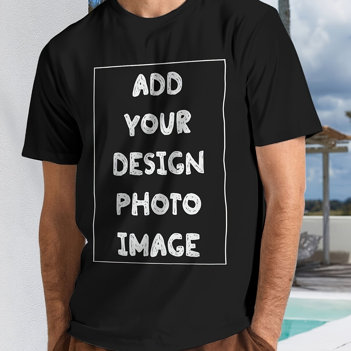 Image of Custom T-shirt Personalized Tee Pure Tshirt - Add Your Image - Men Women Adult Unisex Size - Solid Crew Neck Short Sleeve Tee Soft Comfortable Casual Workout Trendy Sportswear
