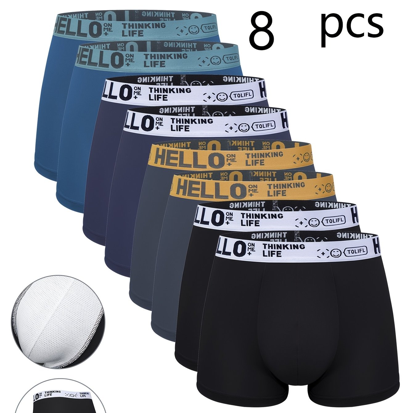 Set Of 8 Men's Boxer Shorts, Comfortable And Breathable, Skin-friendly And , Happiness And Peace During The Holidays, Plus Size