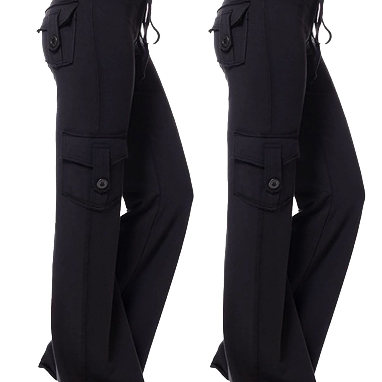 TEMU 2pcs Work Pants For Women, High Waist Loose Jogging Pants Plus Size Wide Leg Street Casual Hiking Pants With 4 Pockets, For . Waist Button Pocket Loose Trousers