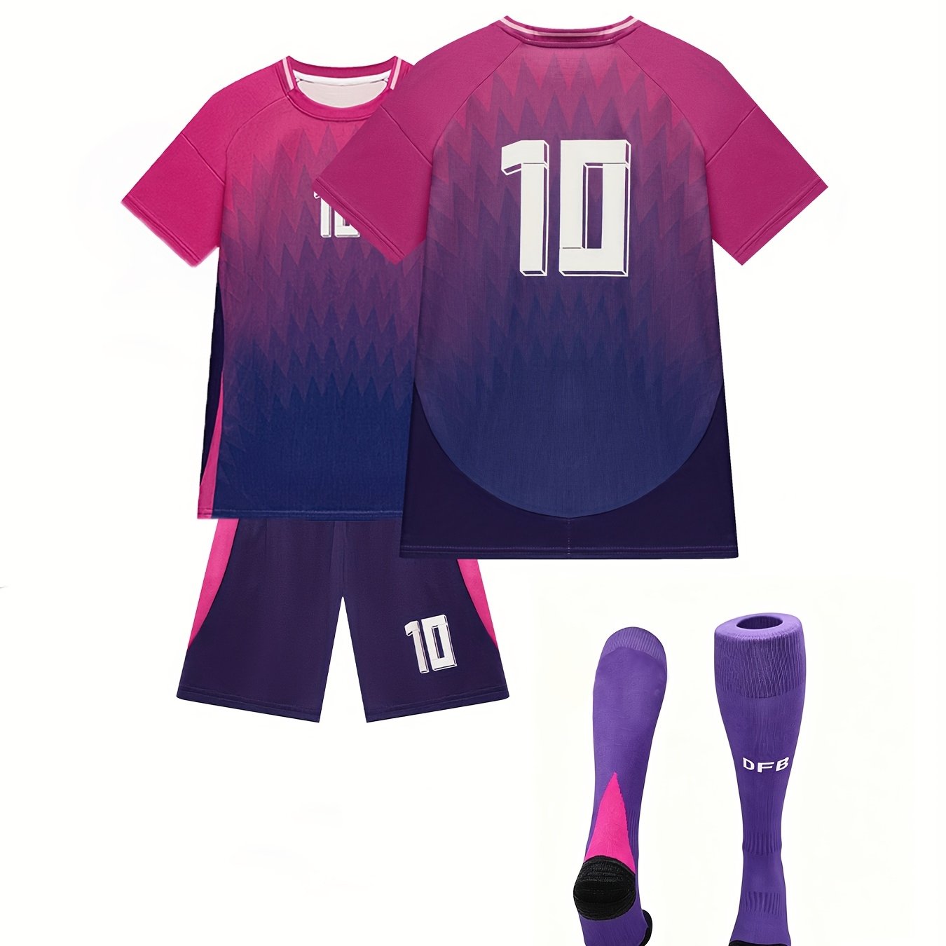 Image of 3pcs Football Set: 1* Jersey, 1* Shorts, 1* Socks, # Kids' Soccer Jersey For Boys And Girls, Youth Soccer Uniform, /winter Sports Outfit