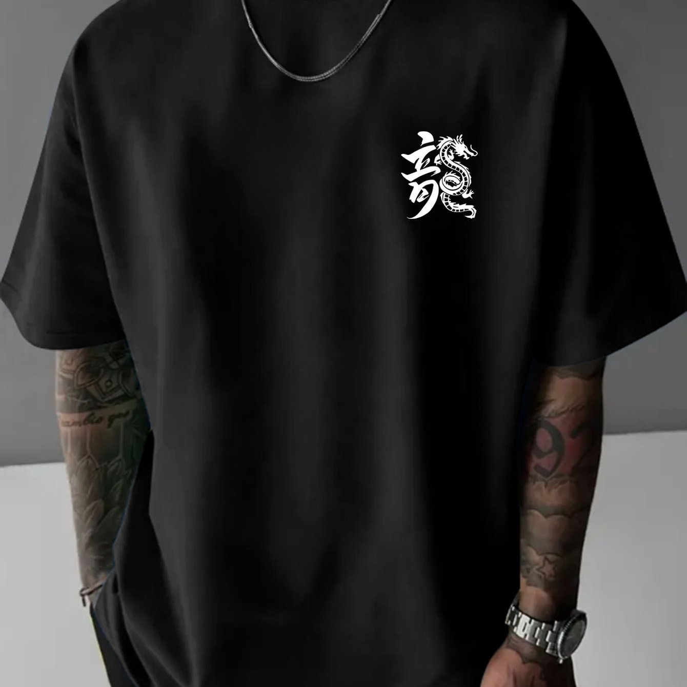 TEMU Men's T-shirt Yf1022 Dragon Character Casual Breathable Fashion Men's Comfortable Oversized T-shirt Summer Short Sleeve Top, Comfortable And