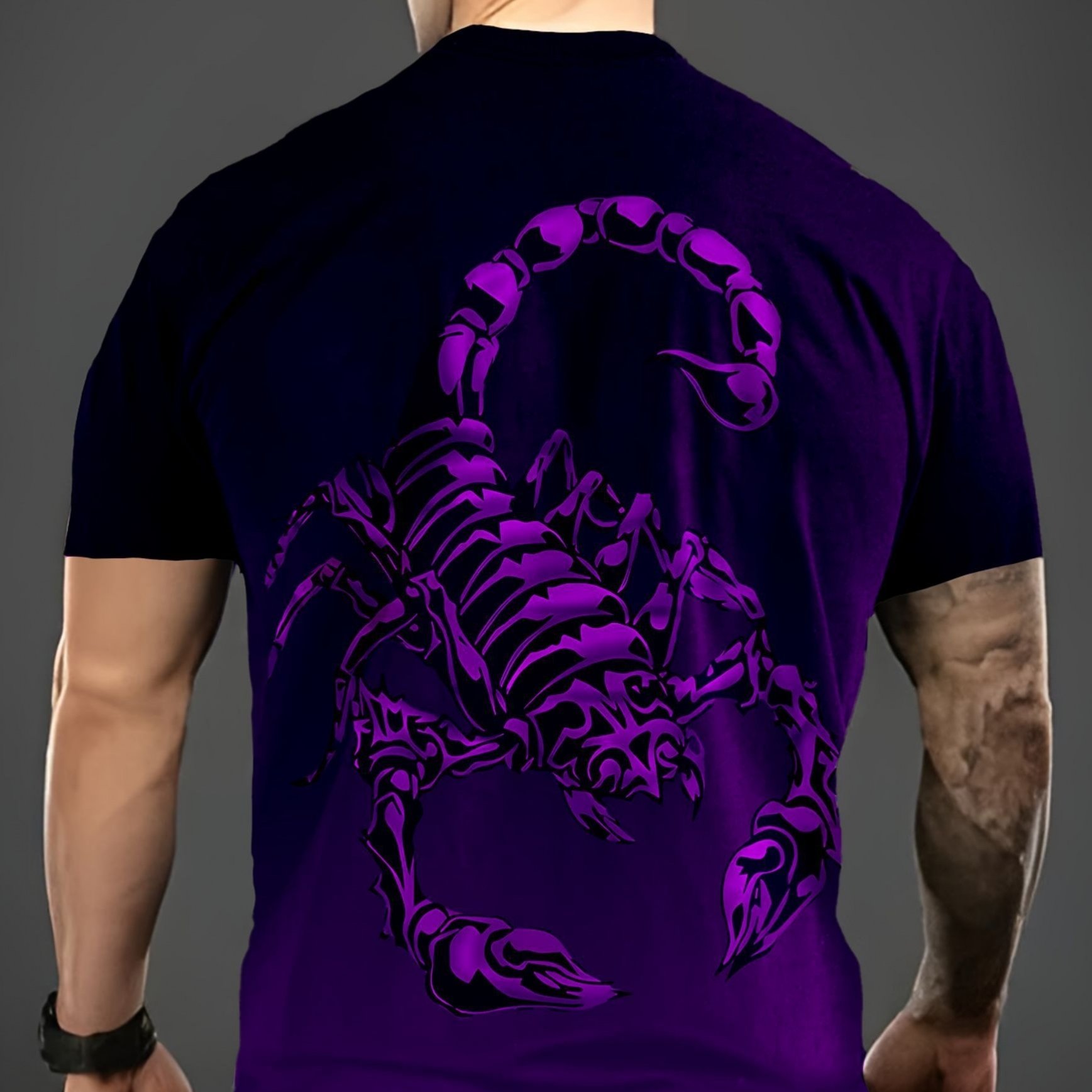 TEMU Men's Vintage Graphic T-shirt, Round Neck, Short Sleeves, Regular Fit, Animal Print Tee