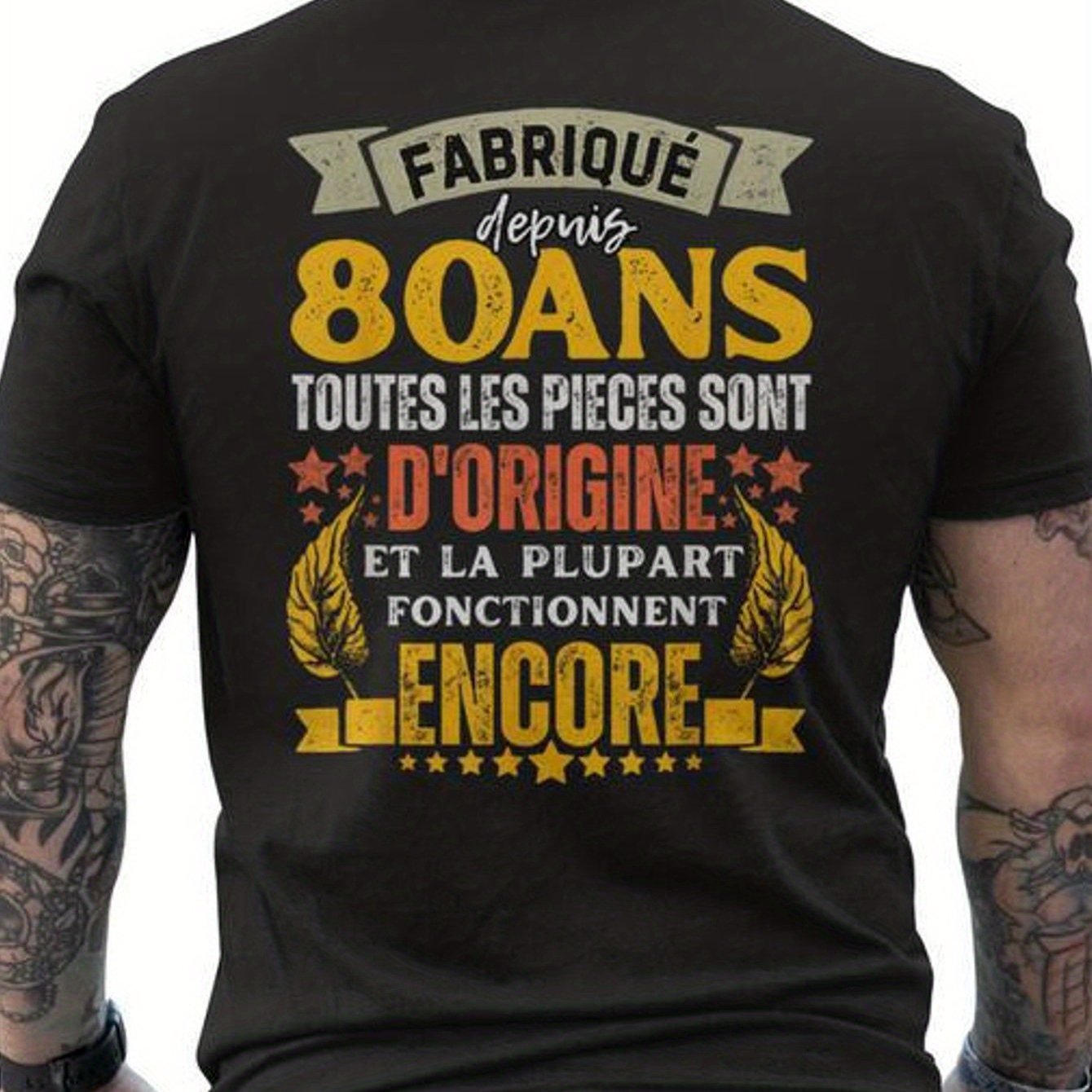 Image of Humorous T-shirt For An 80th Birthday Gift For Men, Featuring A Joke Printed On The Back. Made From, This Short-sleeve Shirt Is Comfortable And Breathable
