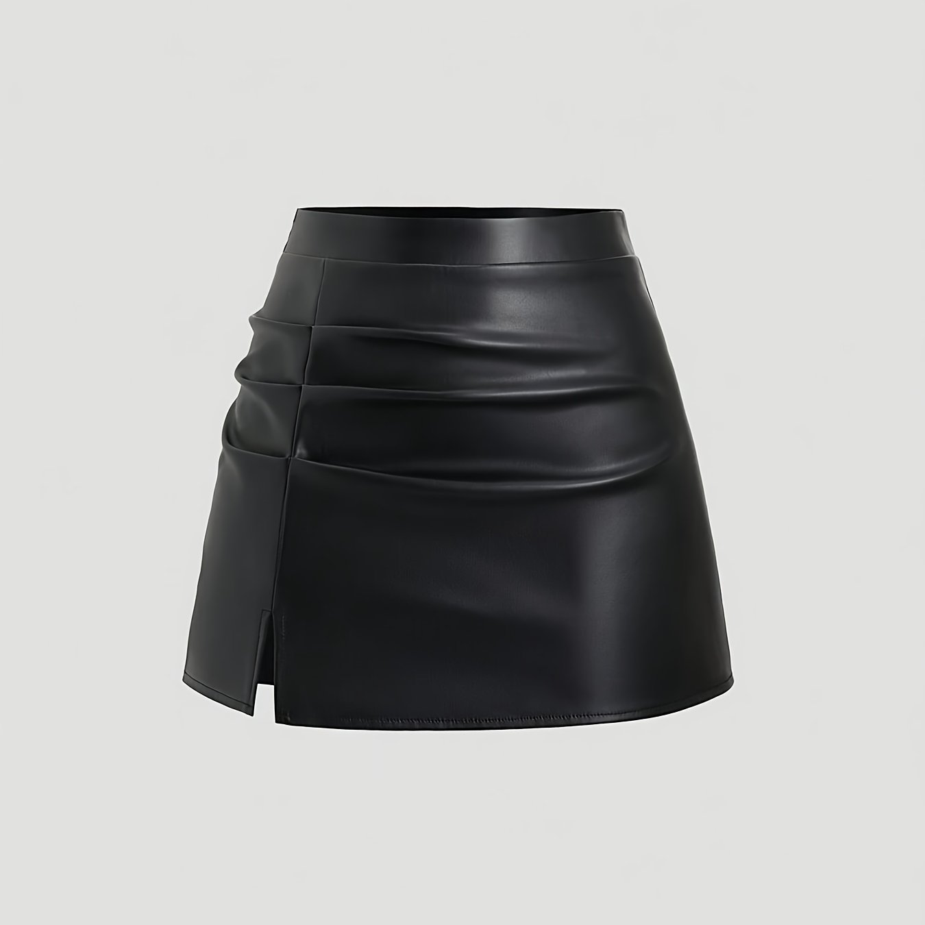 E-shop Eleganter Vintage-Minirock für Damen, hoch tailliert, , brasilianischer PU-Stil, mit Seitenschlitz, ausgestellt, A-Linie, Y2K-Kleidung