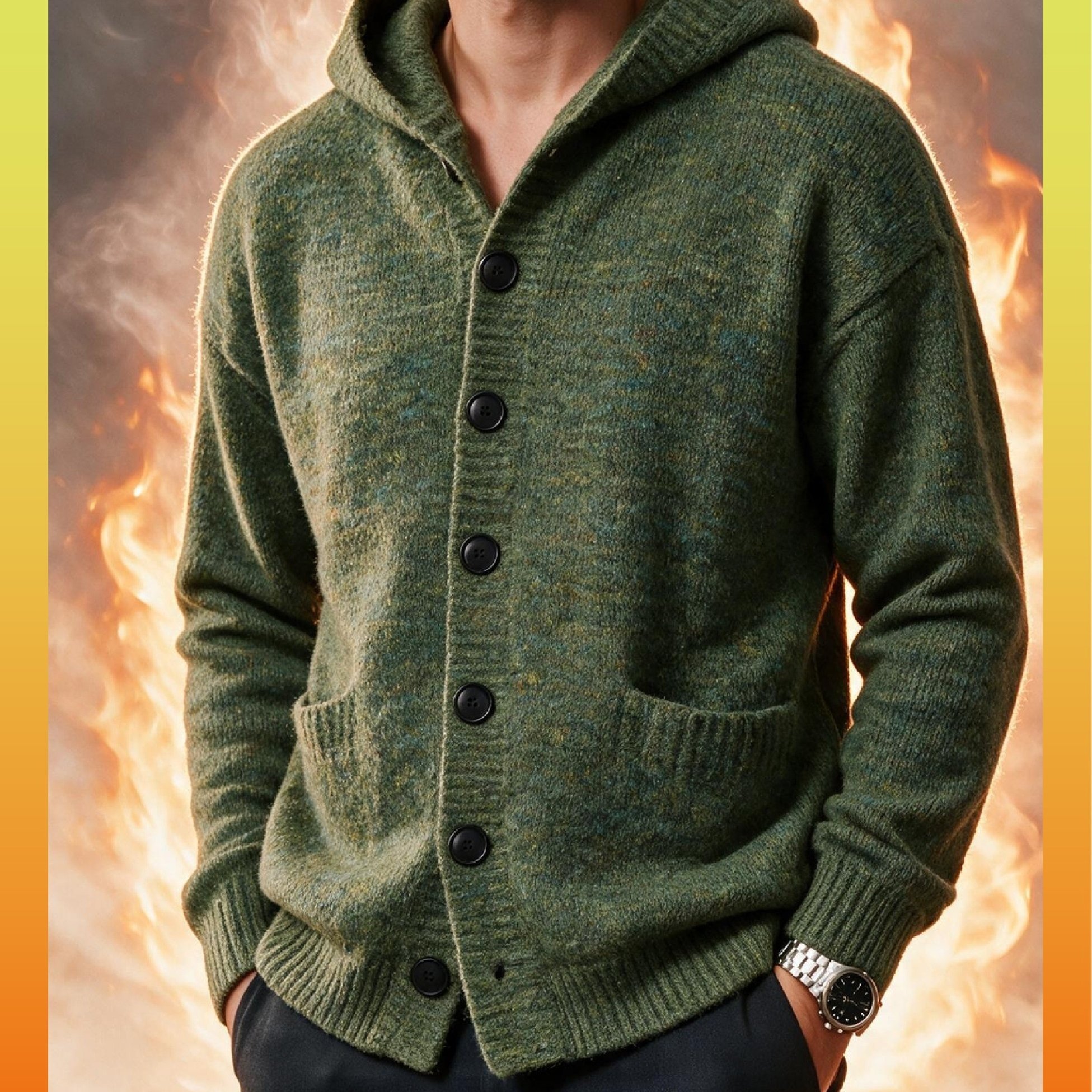 Image of Aw26 Gift Halloween Sweater Cloak 's Knit Hooded Cardigan Sweater, Autumn And Winter , Loose Sweater Coat, Ribbed Hem, Pocket And Open-front Design, For Casual, Work-from-home, Or Loungewear Looks