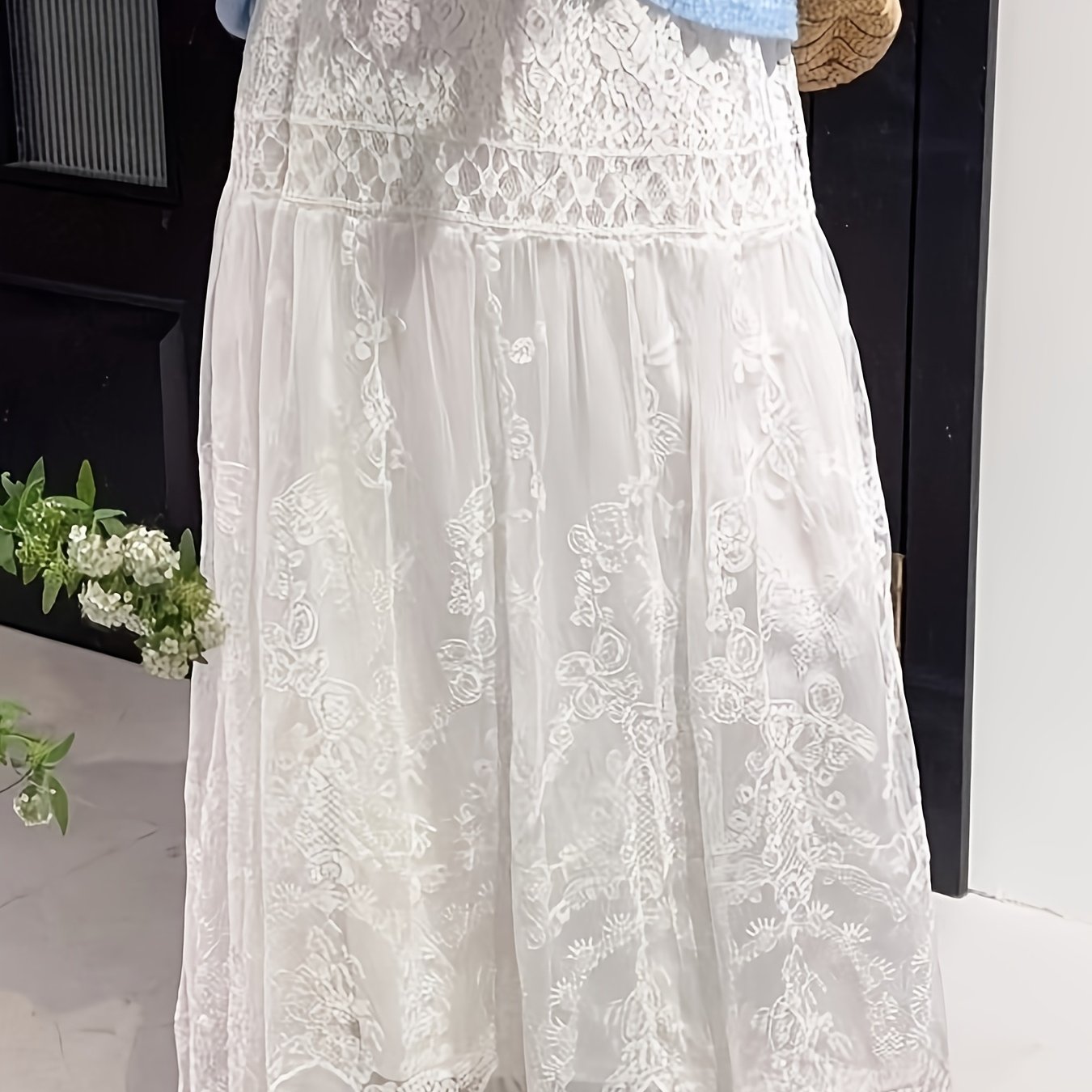 TEMU Women's Skirt. Summer Lace Skirt. White Skirt. Fashionable Casual Loose High Waist Skirt.