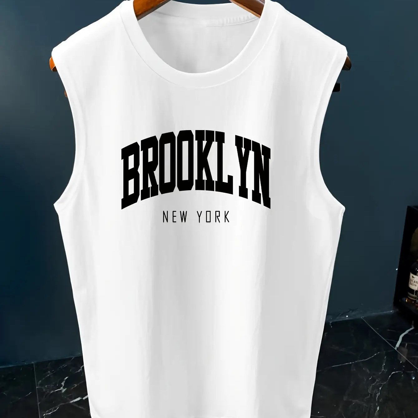 TEMU [printed Design - Not Textured] Xl-6xl Men's Themed Vest With Creative Letter Print, Polyester Sporty Fit, Summer Fitness & Casual Wear, Urban