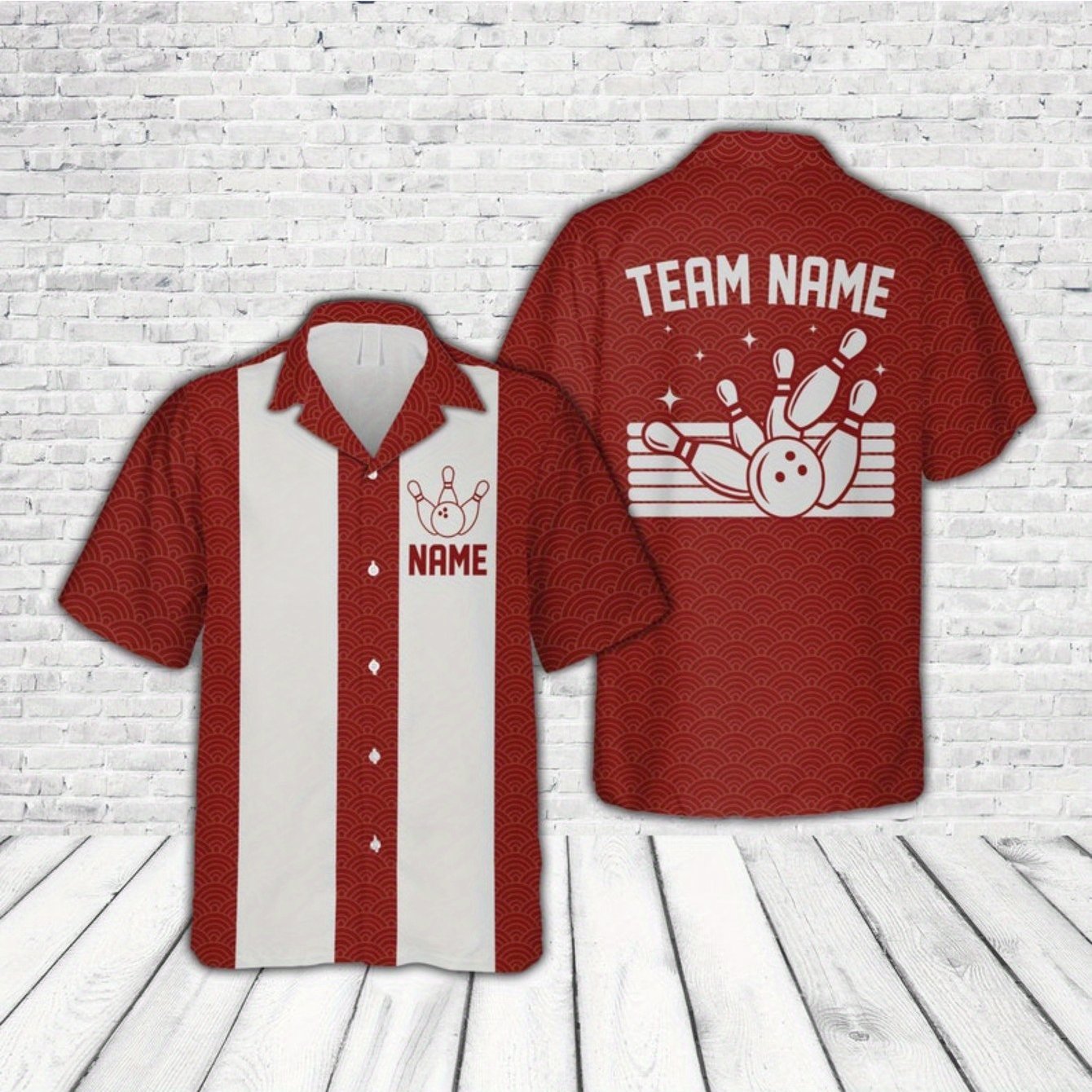 TEMU Camisa Hawaiana de Bowling Vintage Personalizable, Camisa de Bowling de Equipo Coordinada con Botones de Bowler Personalizados, Regalo para