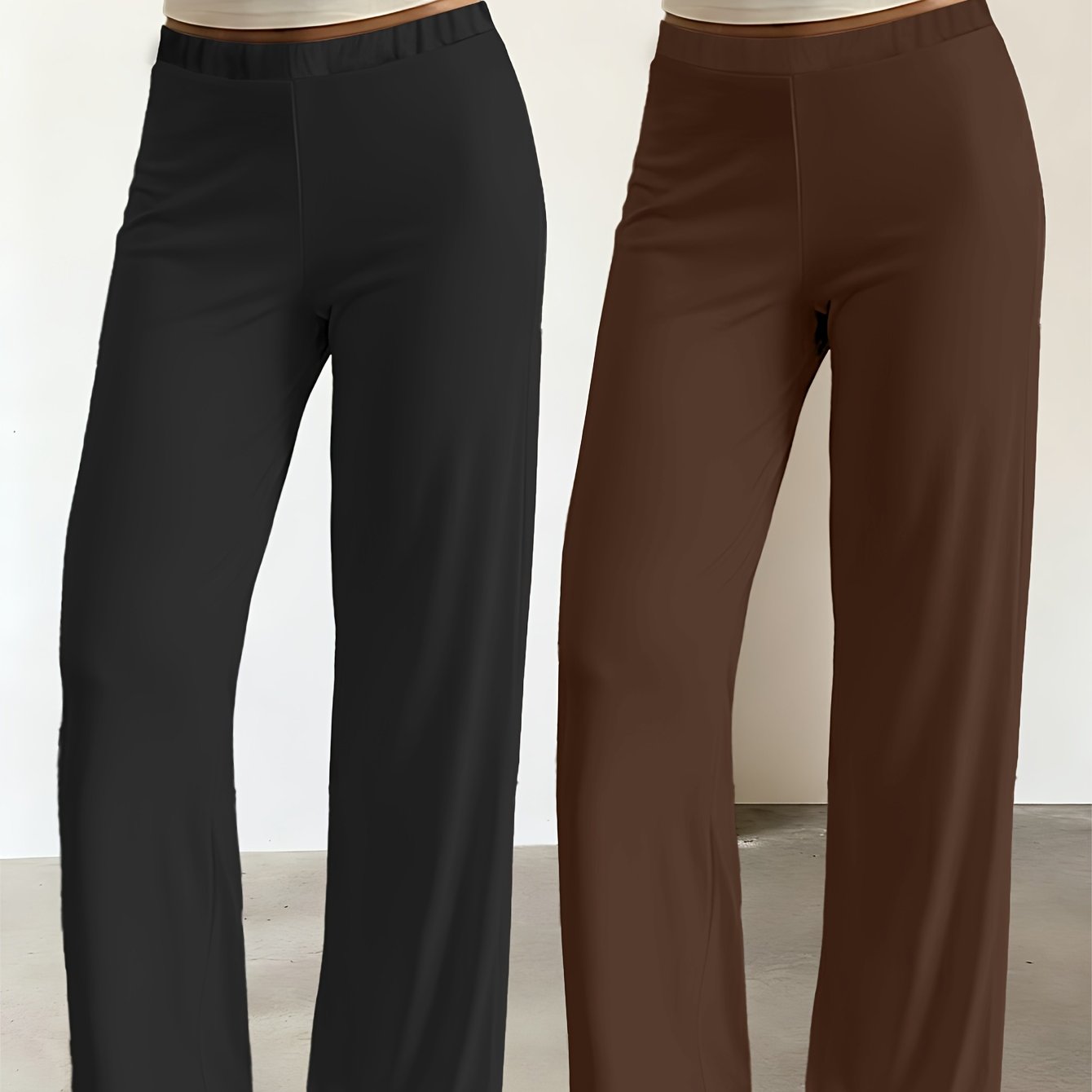 TEMU 2pcs Women's Casual Long Pants, Comfortable For Daily Wear, Machine Washable, Stylish And , Exquisite , Durable Fabric, Soft Material, A