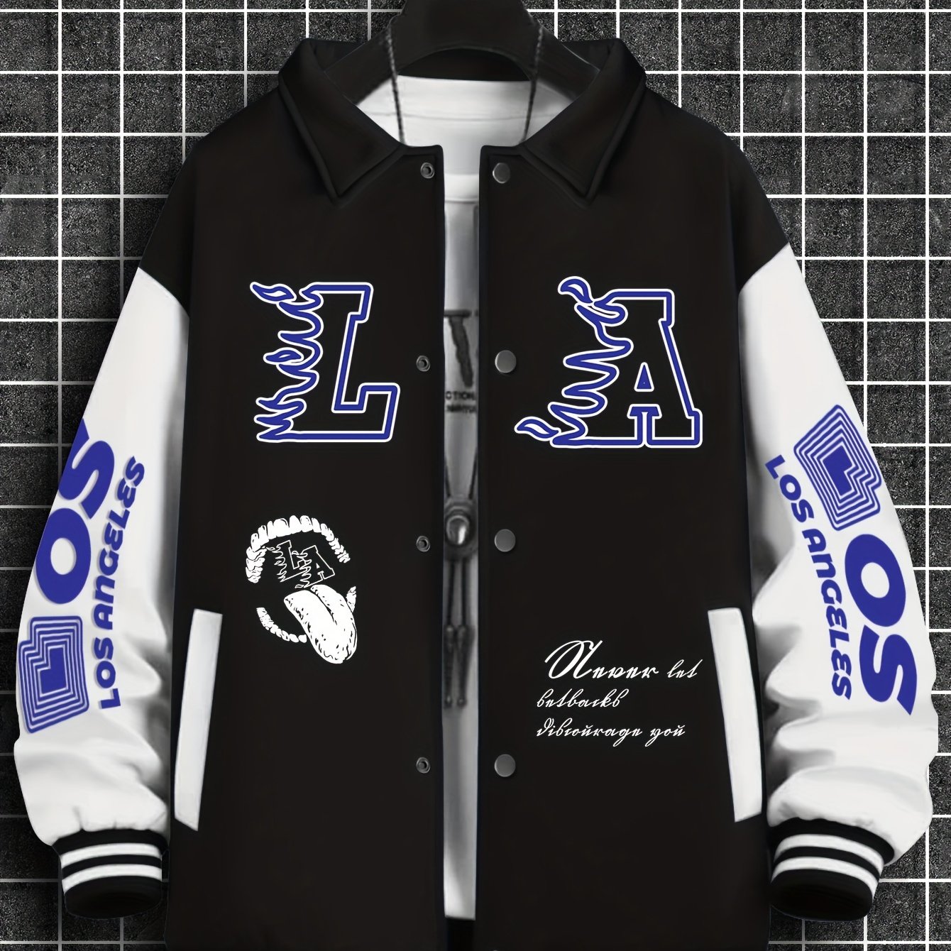 TEMU Trendy Casual Sportswear, Popular Special Flocked Print Thickened Jacket