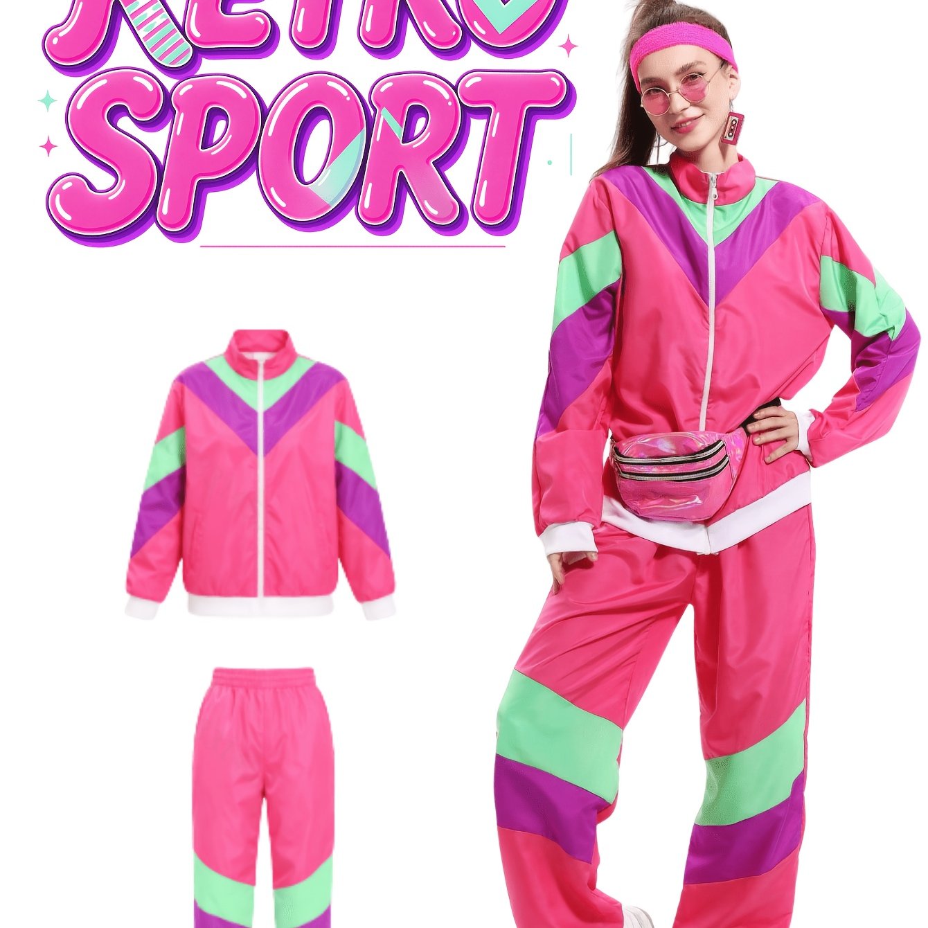 TEMU Ensemble Années 80, Tenue de et de Fête, Tendance Rétro Années 80