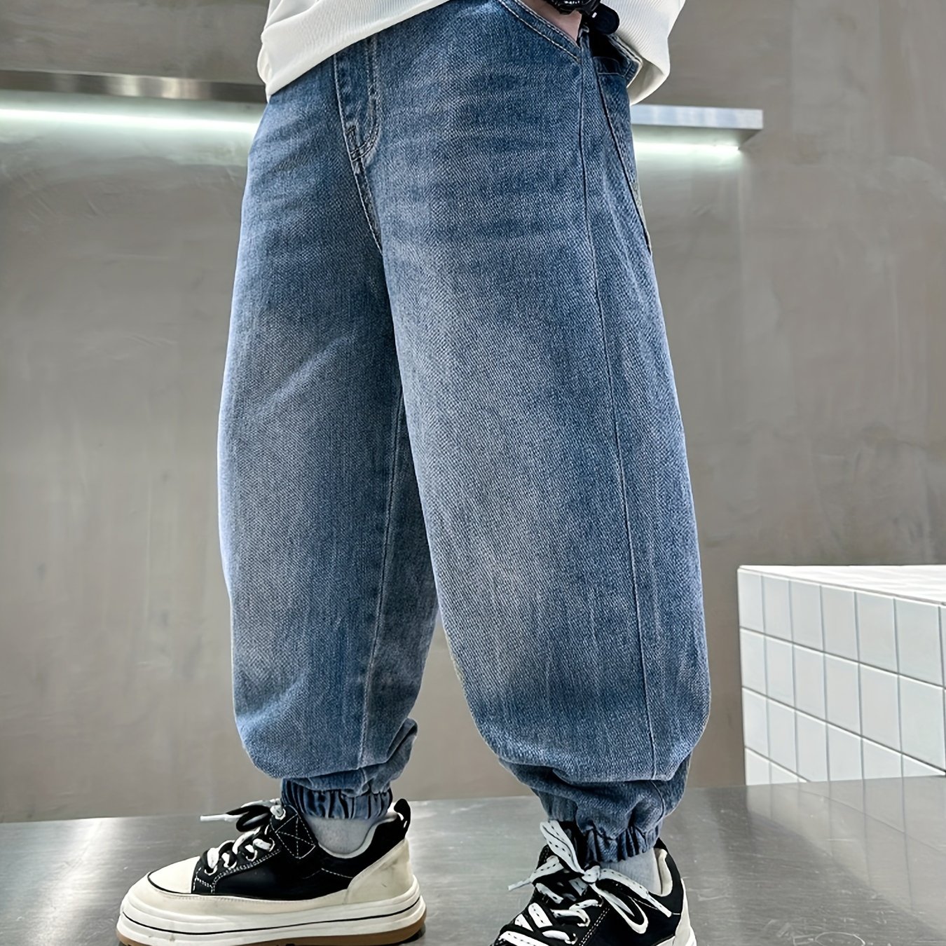 Seasonal Essential, Boys' Stylish Jeans - Casual Loose Fit, Mid-rise With Pockets For Spring & Fall