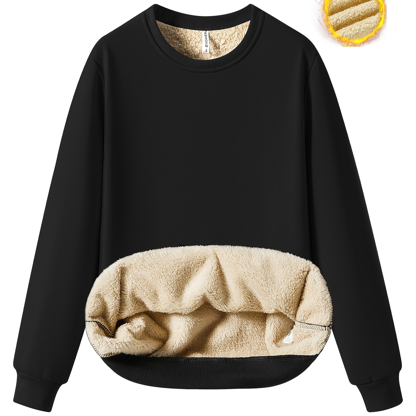 TEMU Sweat-shirt chaud en pour femme, collection automne-hiver, décontracté et polyvalent, manches longues, col rond, pull épais en H706