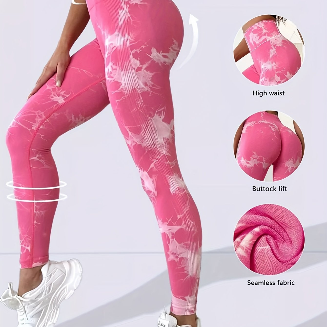 Image of Women's Tie-dye Compression Seamless High-waist Yoga Training Leggings, Fitness Workout Gym Running Jogging Pants