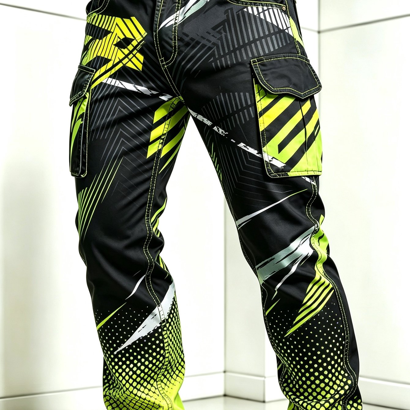 Image of Men's Fluorescent Green Tactical Cargo Pants With Multi-pocket & Straight Leg Trousers - - Outdoor Work Pants Suitable For, Camping, Fishing, School, For Back To School Outfits, Machine Washable For &