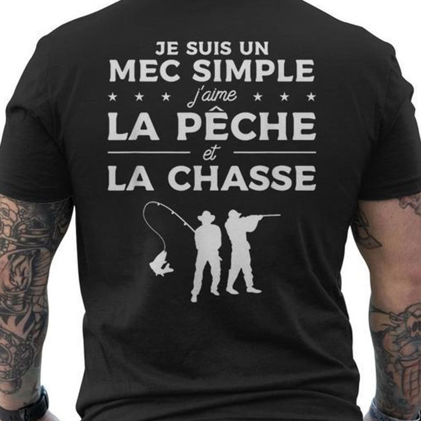 TEMU T-shirt " un garçon facile, j'aime la pêche et " imprimé sur le dos - T-shirt pour homme - Pure - Tissu confortable et respirant - T-shirt à
