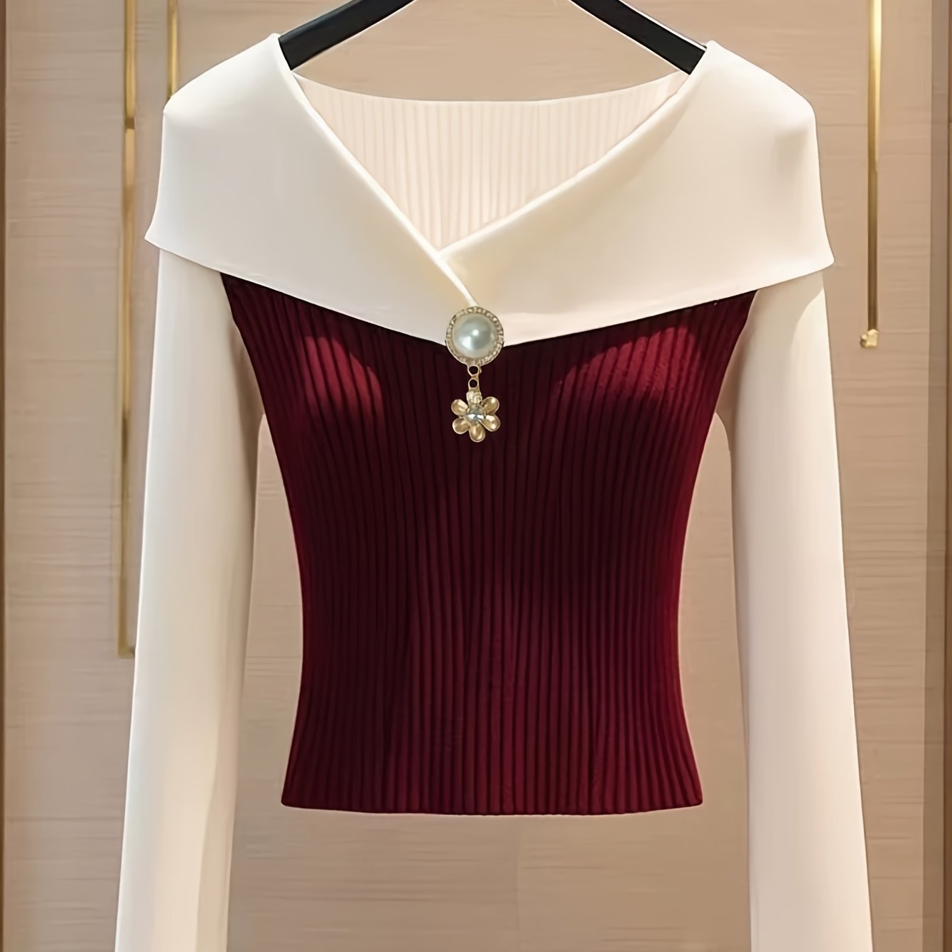 E-shop Neues stilvolles modisches hochwertiges Langarm-Top im französischen Stil für Damen, klassischer eleganter Stil, trendig anmutig