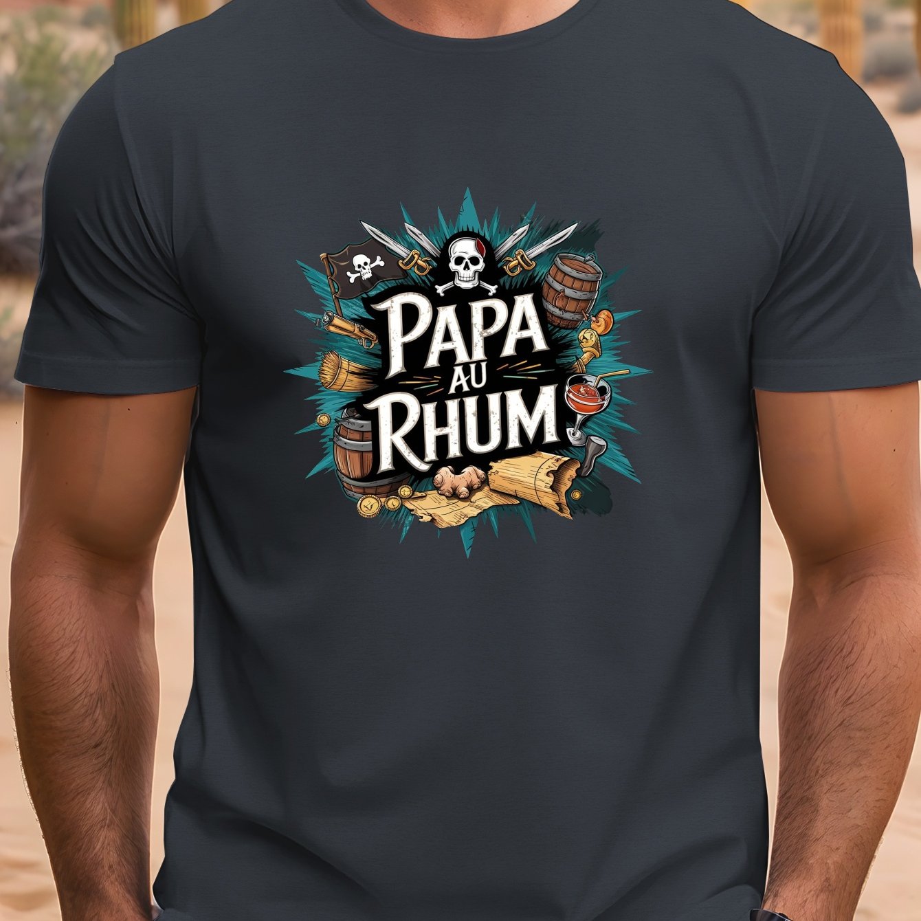 TEMU T-shirt Homme Manches Courtes Col Rond Imprimé Papa Au , T-Shirt Décontracté Confortable et Léger pour l'Été
