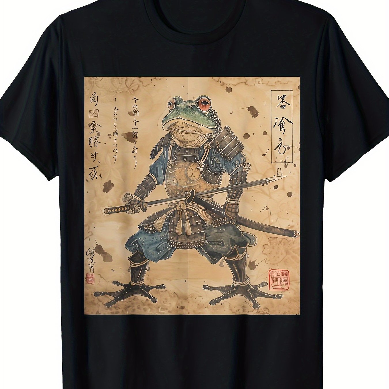 TEMU Japanese In -e Style T-shirt-220g 100% Cotton