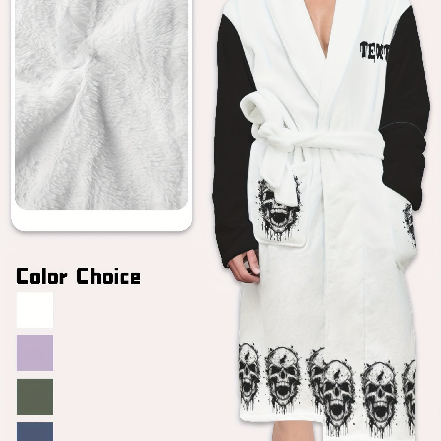 TEMU [customized] Customized Flannel Robes, Bathrobes, Nightdresses, Pajamas, Couple Pajamas, Customized Long-sleeved Robes, With Pockets, Thickened