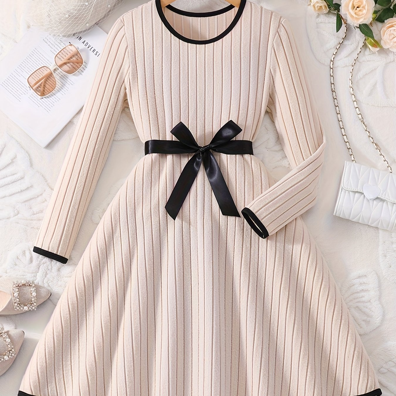 Bohemian Fashion Elegant Knitted Dress For Spring, Autumn, And Winter