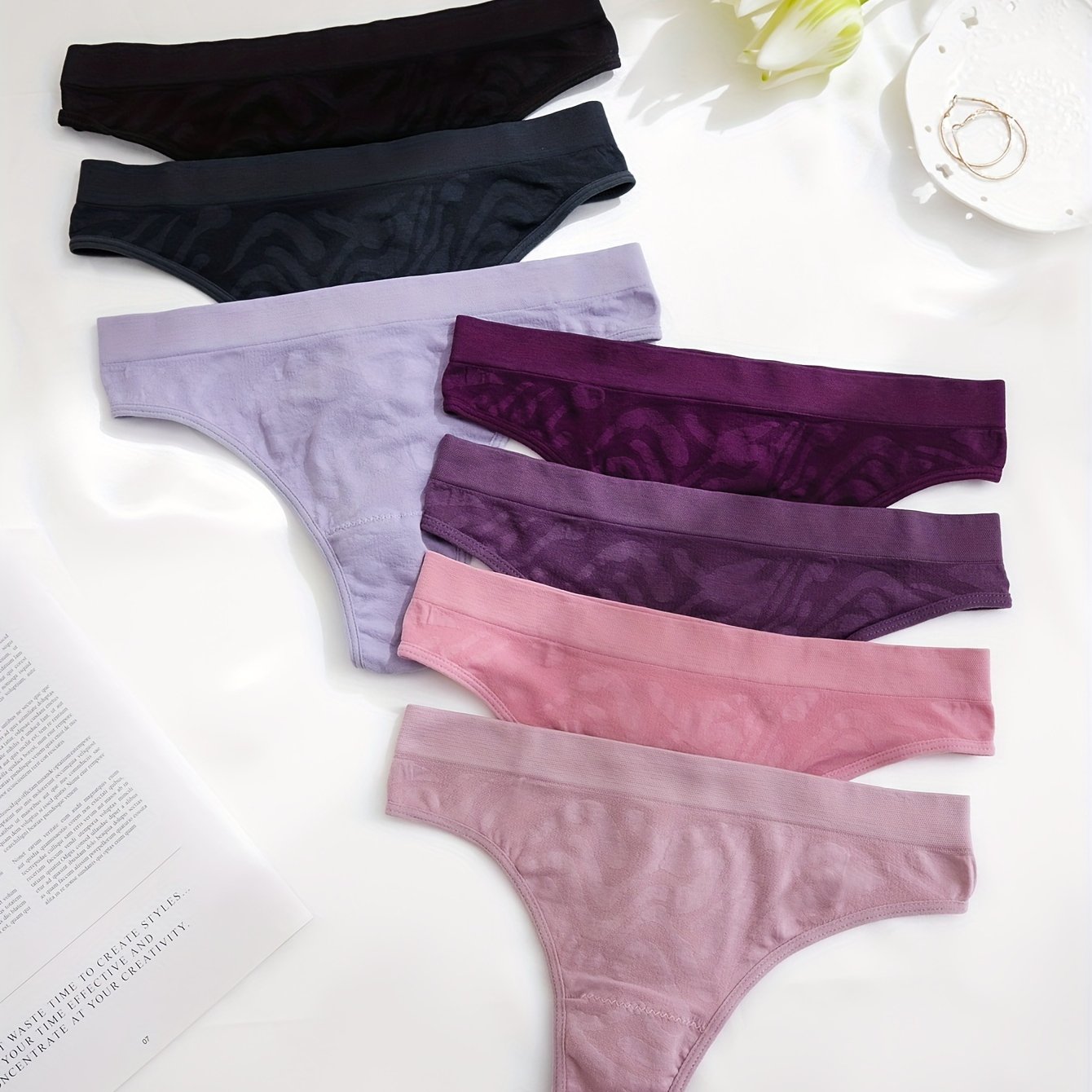 7-pack Women's High-waisted Leopard Print Seamless Thong Panties