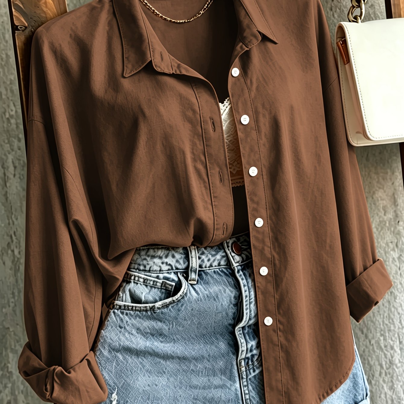 TEMU Women's Autumn Clothing, Loose Fit Shirt, Women's Autumn Fashion, Elegant Women's Wear, Women's Long Sleeve Shirt, Suitable For Commuting,