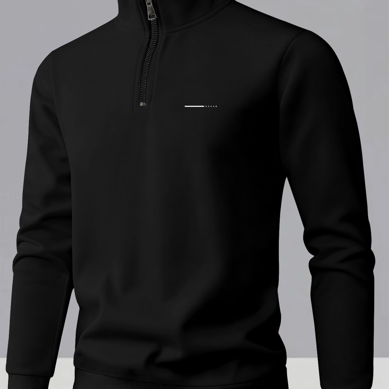 TEMU Men's Casual Long Sleeve Knit Zip Cardigan, , 1/4 Zip, Mid-stretch Fabric For Autumn/winter, Comfortable Warm Outerwear, Classic Zipper Style,